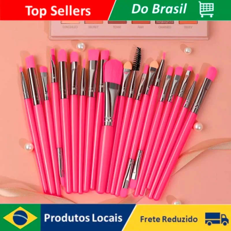 Kit 20 Pincéis de Maquiagem Profissional